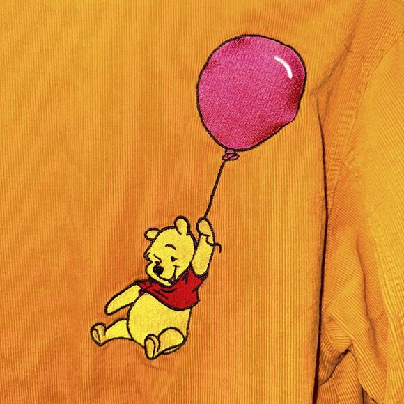 Disney Winnie The Pooh Corduroy Embroidered Button Down Shirt - Orange XL - Picture 7 of 11